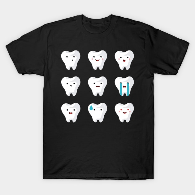 Teeth Emoji - Dental Assistant - Funny Dental Hygienist Gifts - Dentist - Tooth Health - Dentistry T-Shirt T-Shirt by andreperez87